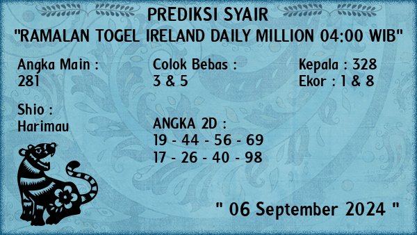 Prediksi Ireland Daily Million 04:00 WIB