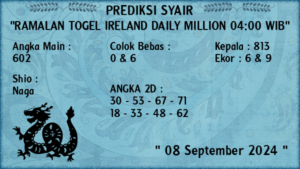 Prediksi Ireland Daily Million 04:00 WIB