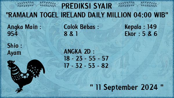 Prediksi Ireland Daily Million 04:00 WIB