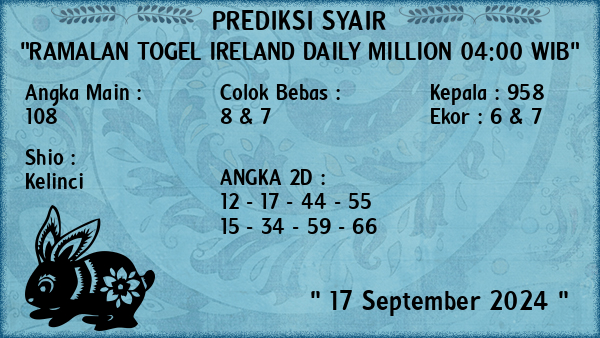 Prediksi Ireland Daily Million 04:00 WIB