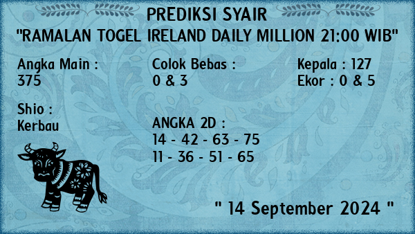 Prediksi Ireland Daily Million 21:00 WIB