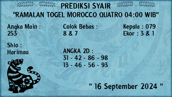 Prediksi Morocco Quatro 04:00 WIB