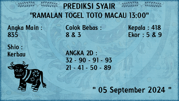 Prediksi Toto Macau 13:00