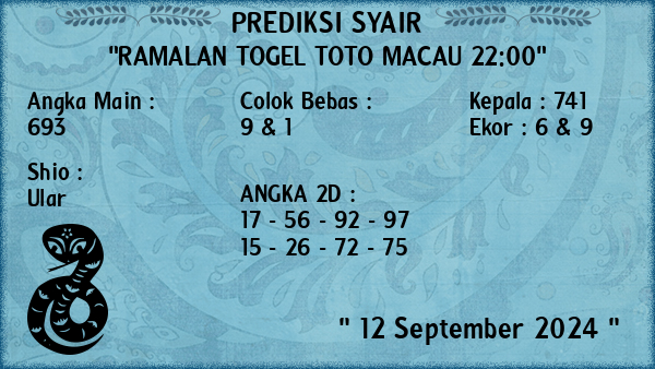 Prediksi Toto Macau 22:00